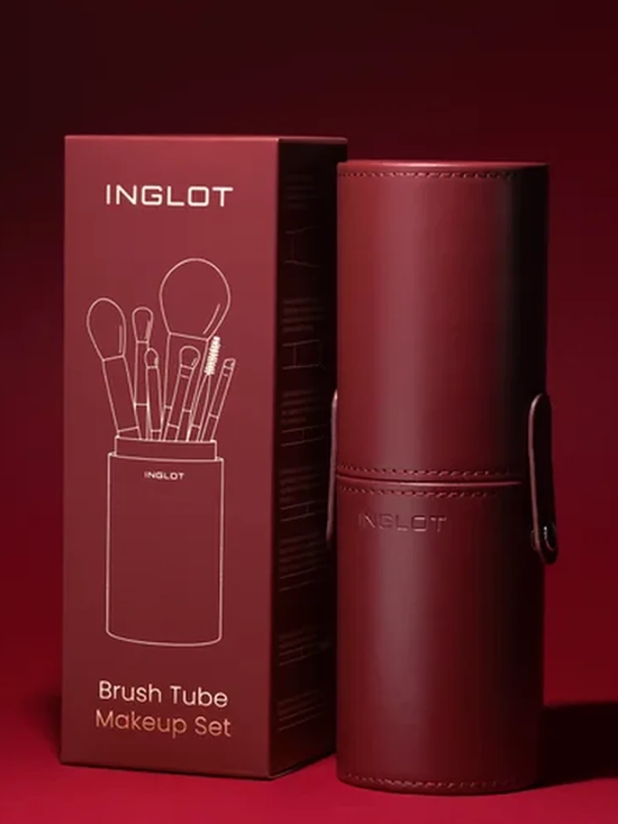 Набор кистей INGLOT BRUSH TUBE MAKEUP SET (BURGUNDY)