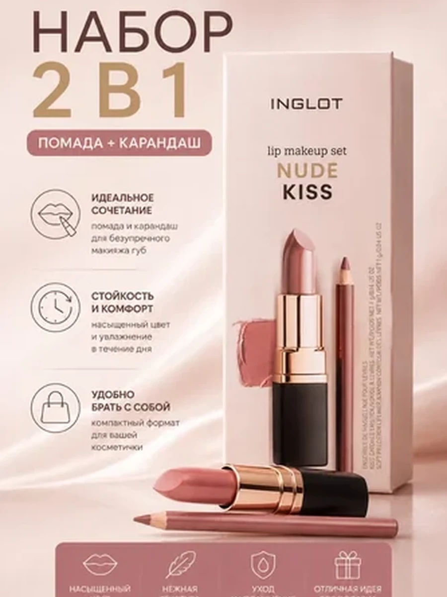 Набор для губ INGLOT LIP MAKEUP SET NUDE KISS