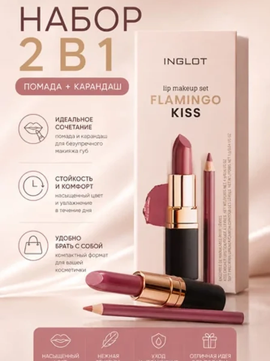 Набор для губ INGLOT LIP MAKEUP SET FLAMINGO KISS
