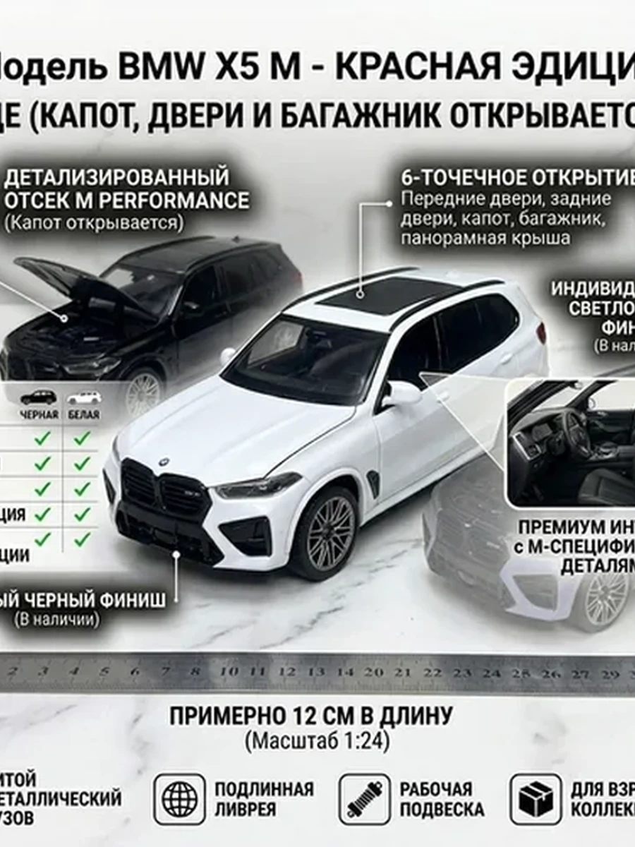 Металлическая машинка БМВ Х5 белого цвета