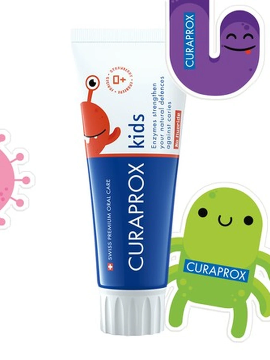 Детская зубная паста Curaprox Kids 0+, вкус клубники