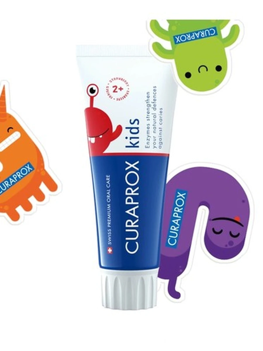 Детская зубная паста Curaprox Kids 2+, вкус клубники