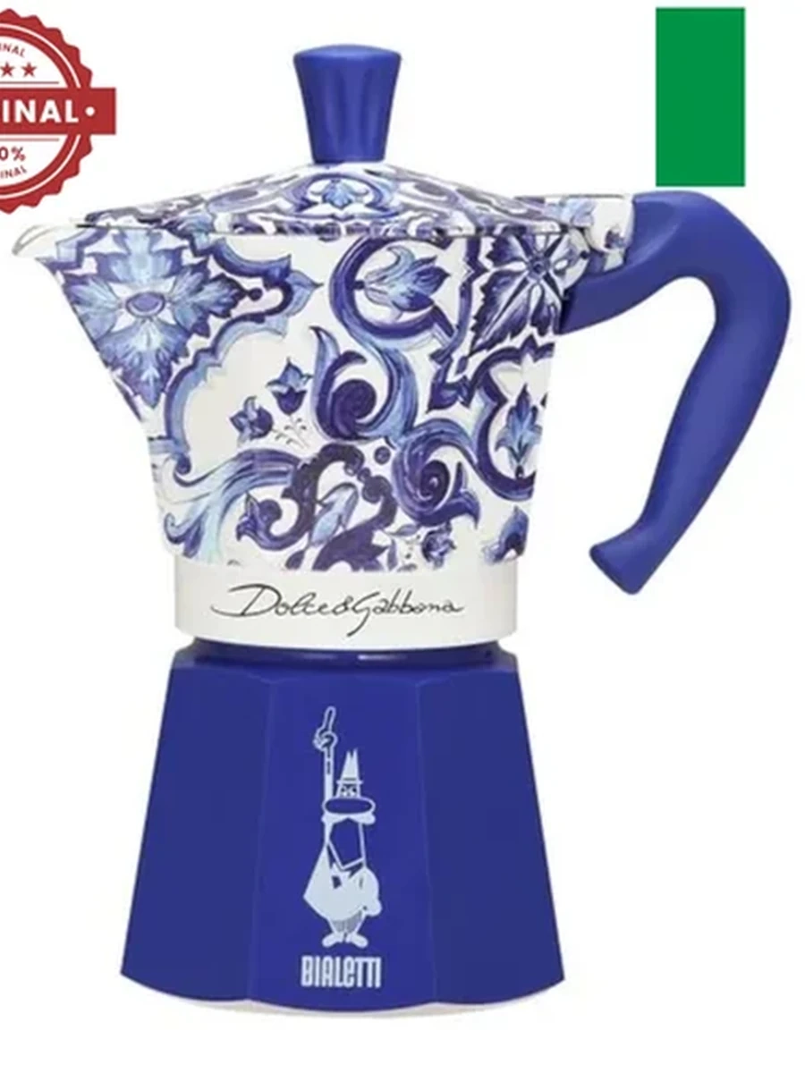 Bialetti Moka Express D&G 6 чашек Blu Mediterraneo