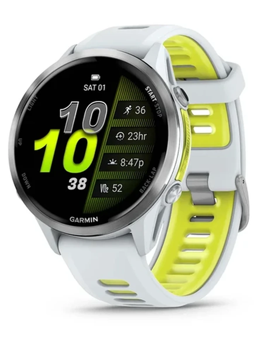 Garmin Forerunner 970 Titanium with Whitestone Case and Whitestone/Translucent Amp Yellow Band