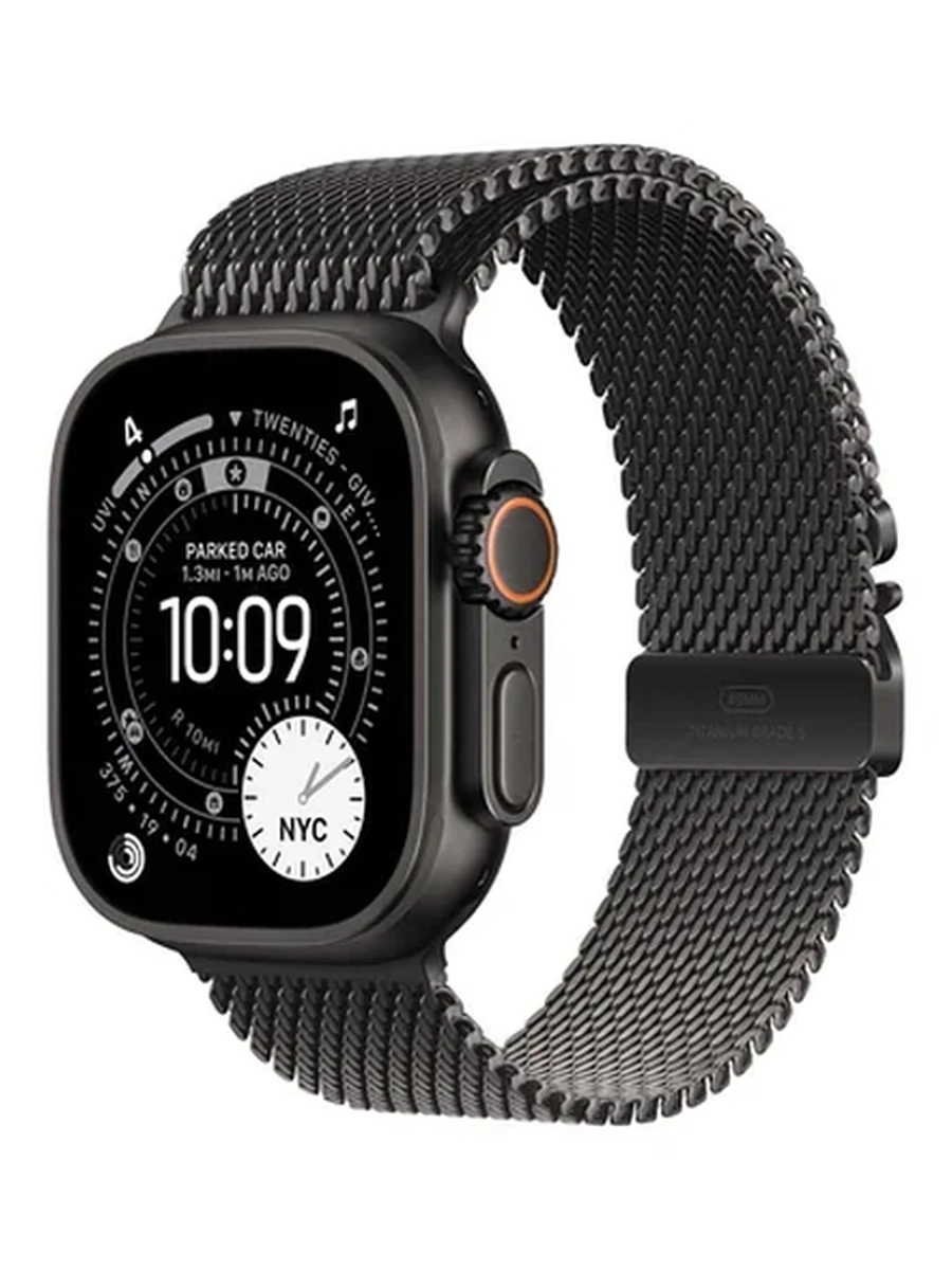 Apple Watch Ultra 3 GPS + Cellular, 49mm Black Titanium Case with Black Titanium Milanese Loop – M