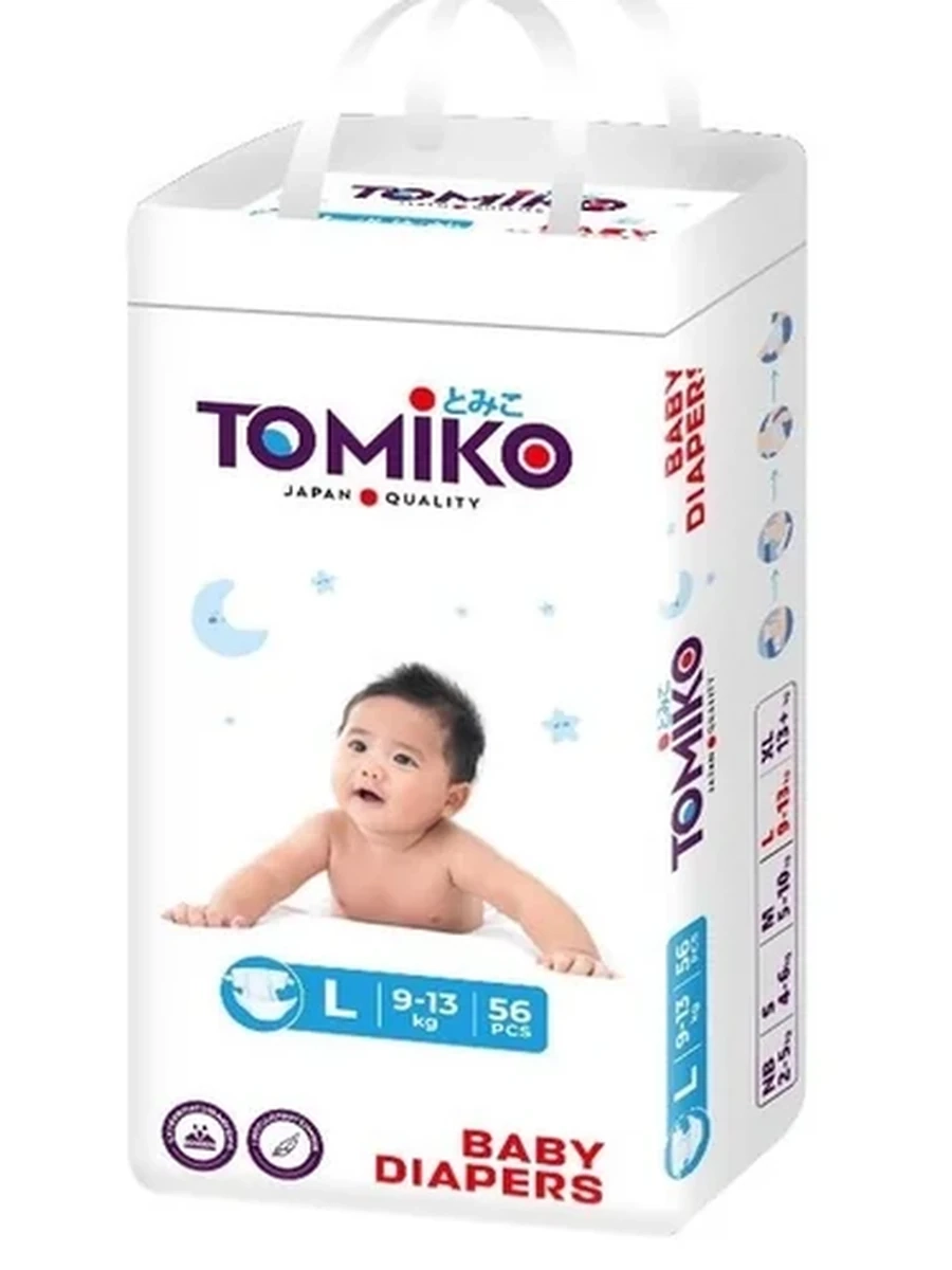 TomiKo Подгузники Premium Soft L (9-13 кг), 56 шт