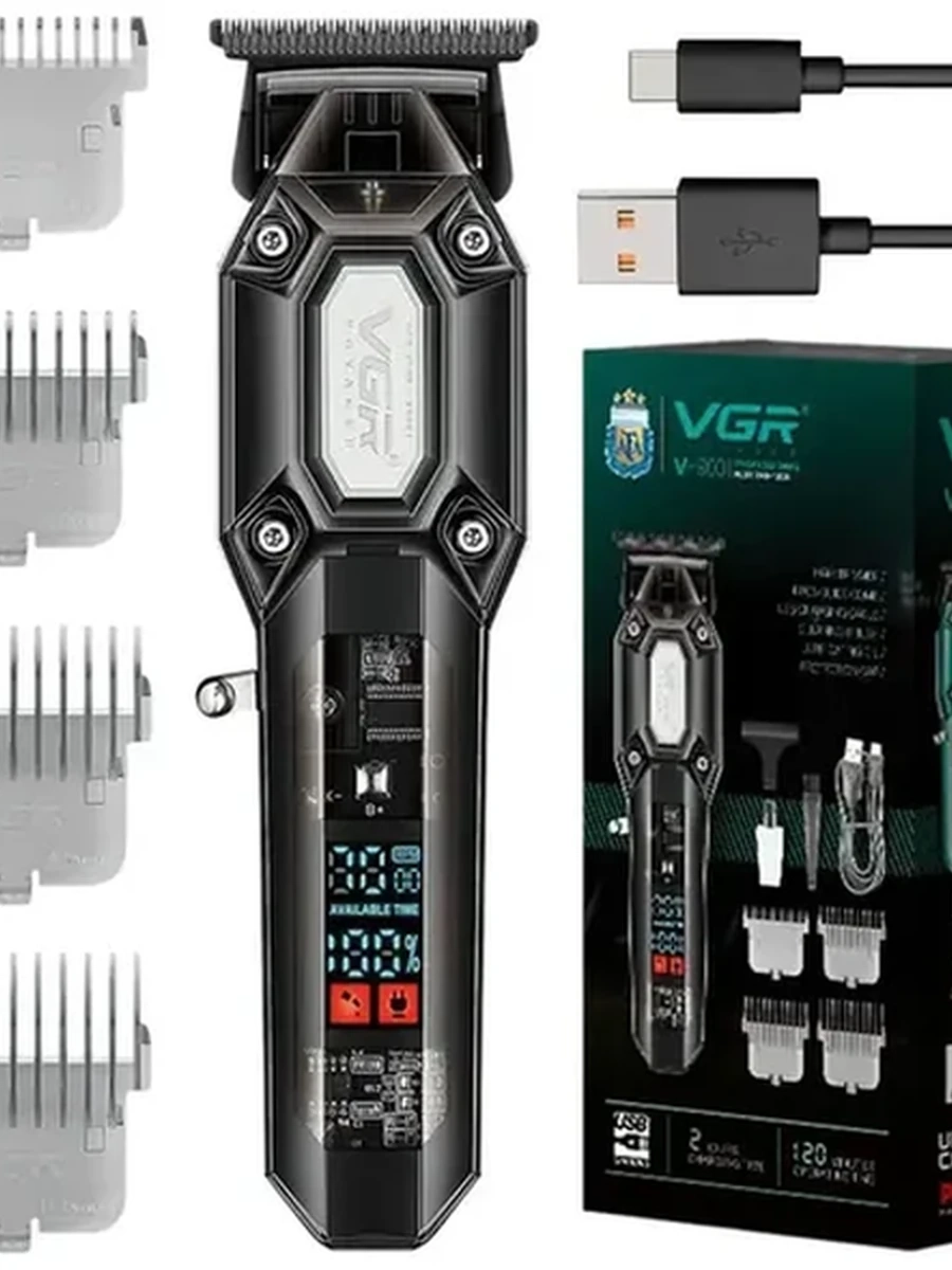 Профессиональная машинка для стрижки волос и бороды VGR