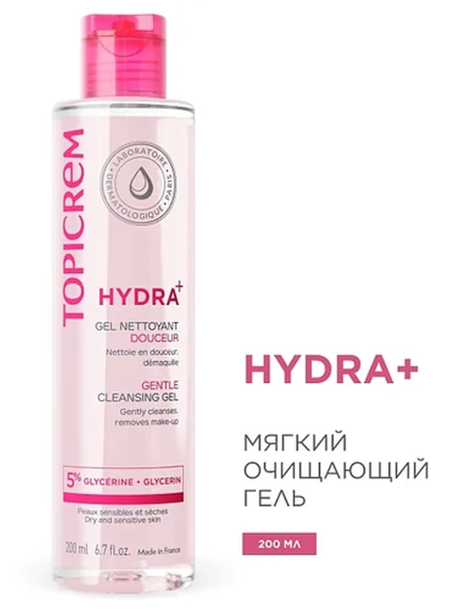 Topicrem Hydra+ Мягкий очищающий гель 200мл