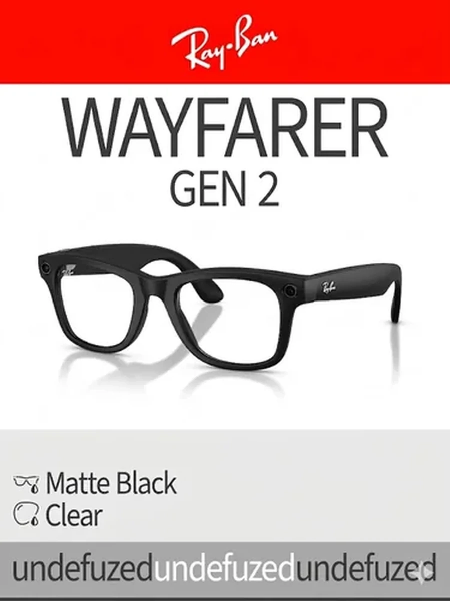 Meta Ray•Ban Wayfarer Gen 2  Matte Black - CLEAR  Размер 50