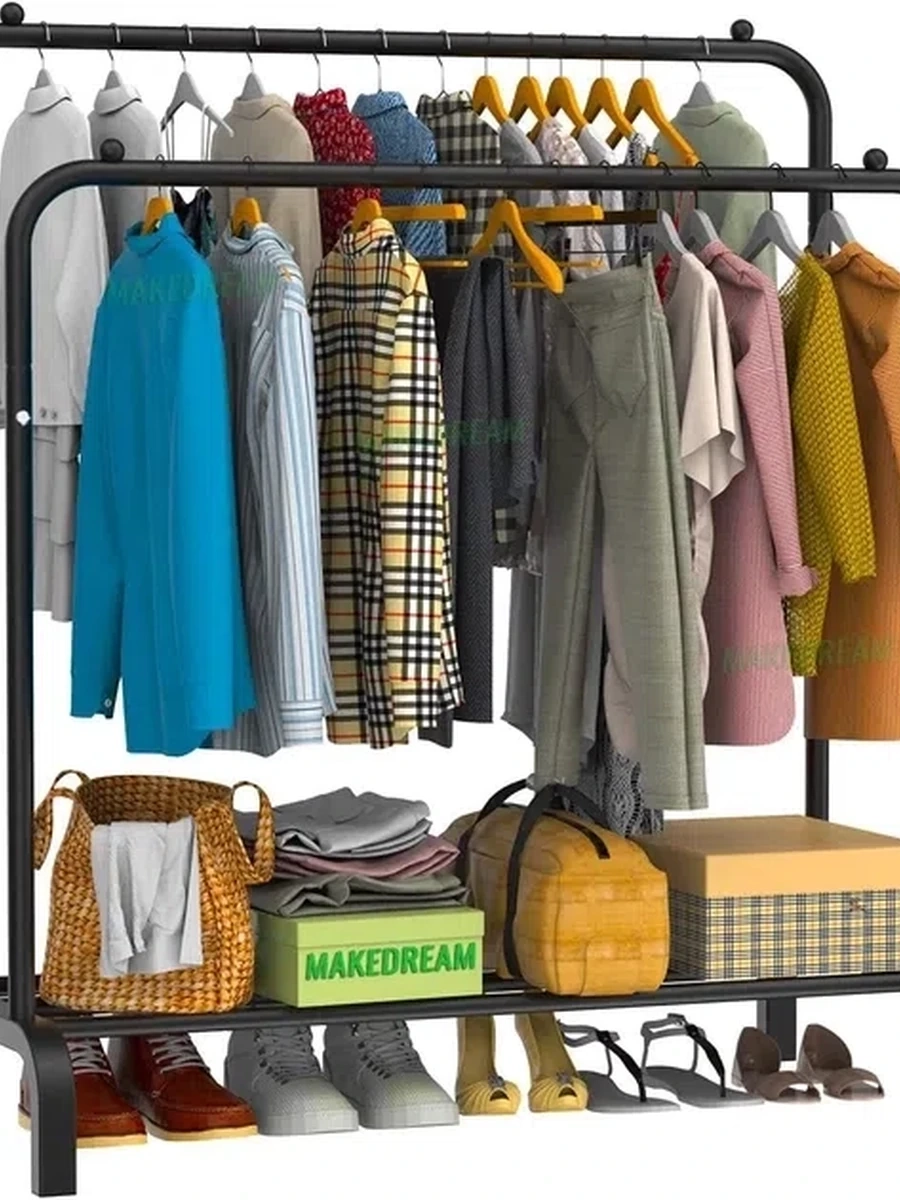 Двойная стойка вешалка для одежды и обуви