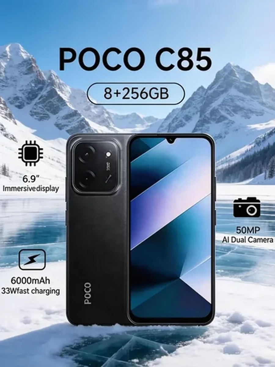 Смартфон Poco  C85 8/256 ГБ, черный