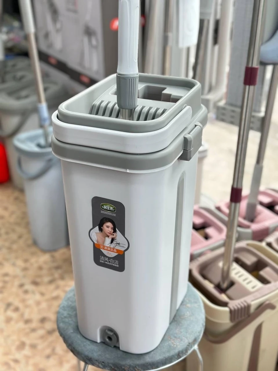 Швабра+ведро с отжимом, с щеткой, с железным креплением. Максимальная комплектация