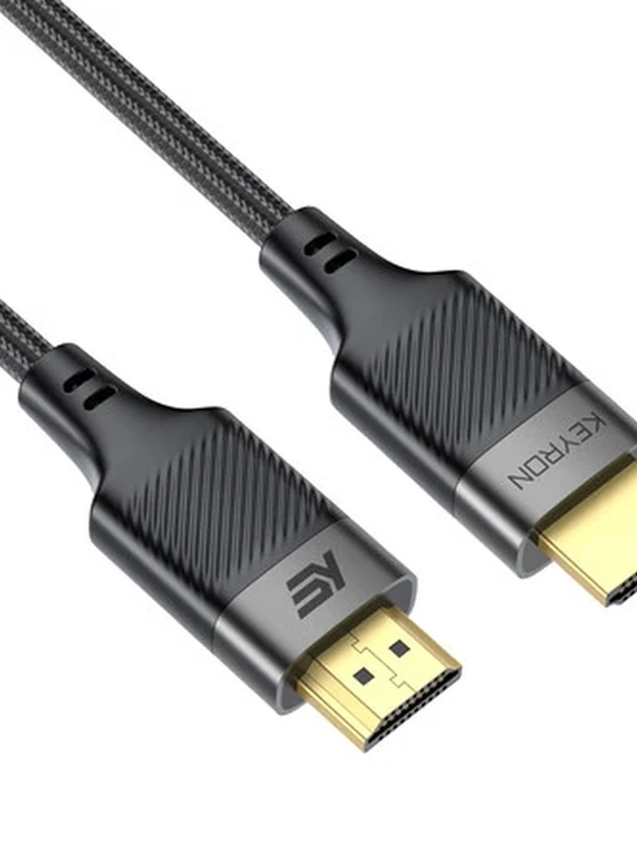 Кабель HDMI KEYRON 1м, K-8K10 [premium 8K, v2.1, коннектор металл, оболочка хлопок, черный]