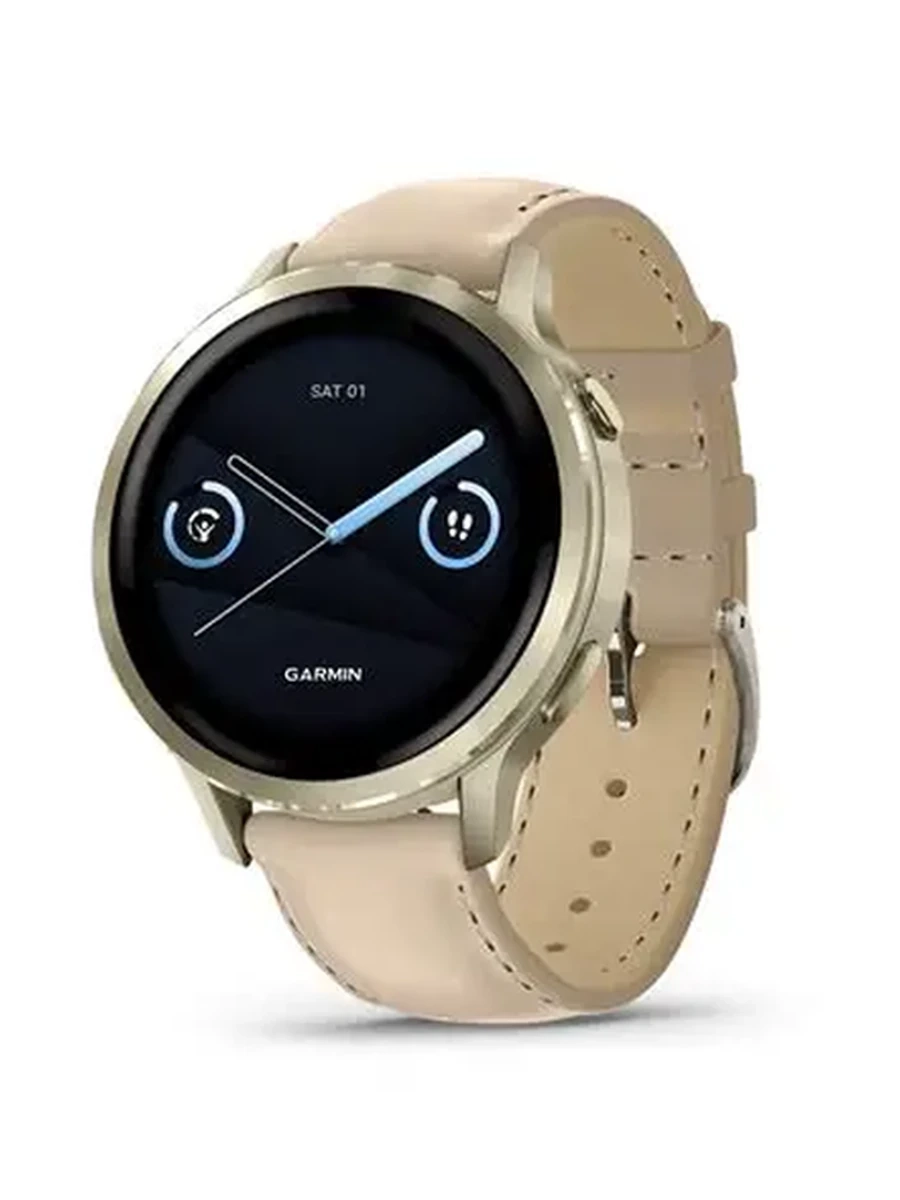 Умные часы Garmin Venu 4 41mm Lunar Gold with Bone Silicone Band and Light Sand Leather Band