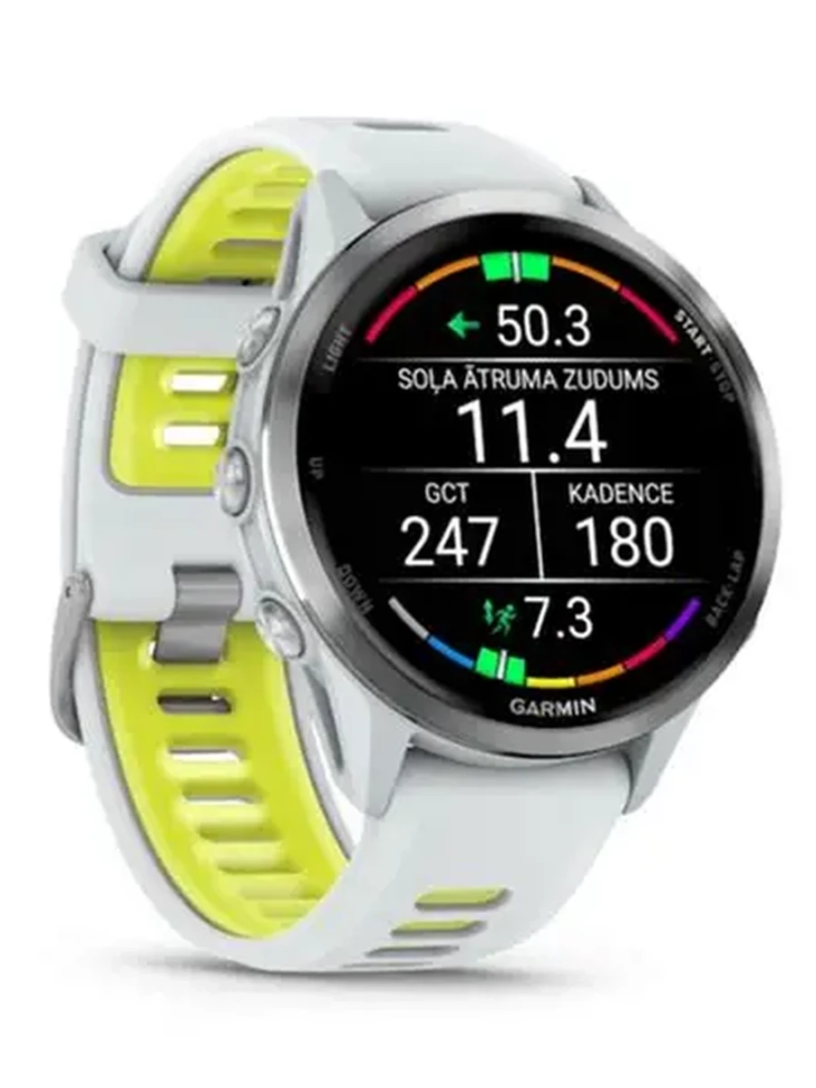 Умные часы Garmin Forerunner 970, Titanium with Whitestone Case and Whitestone/Translucent Amp Yellow Band
