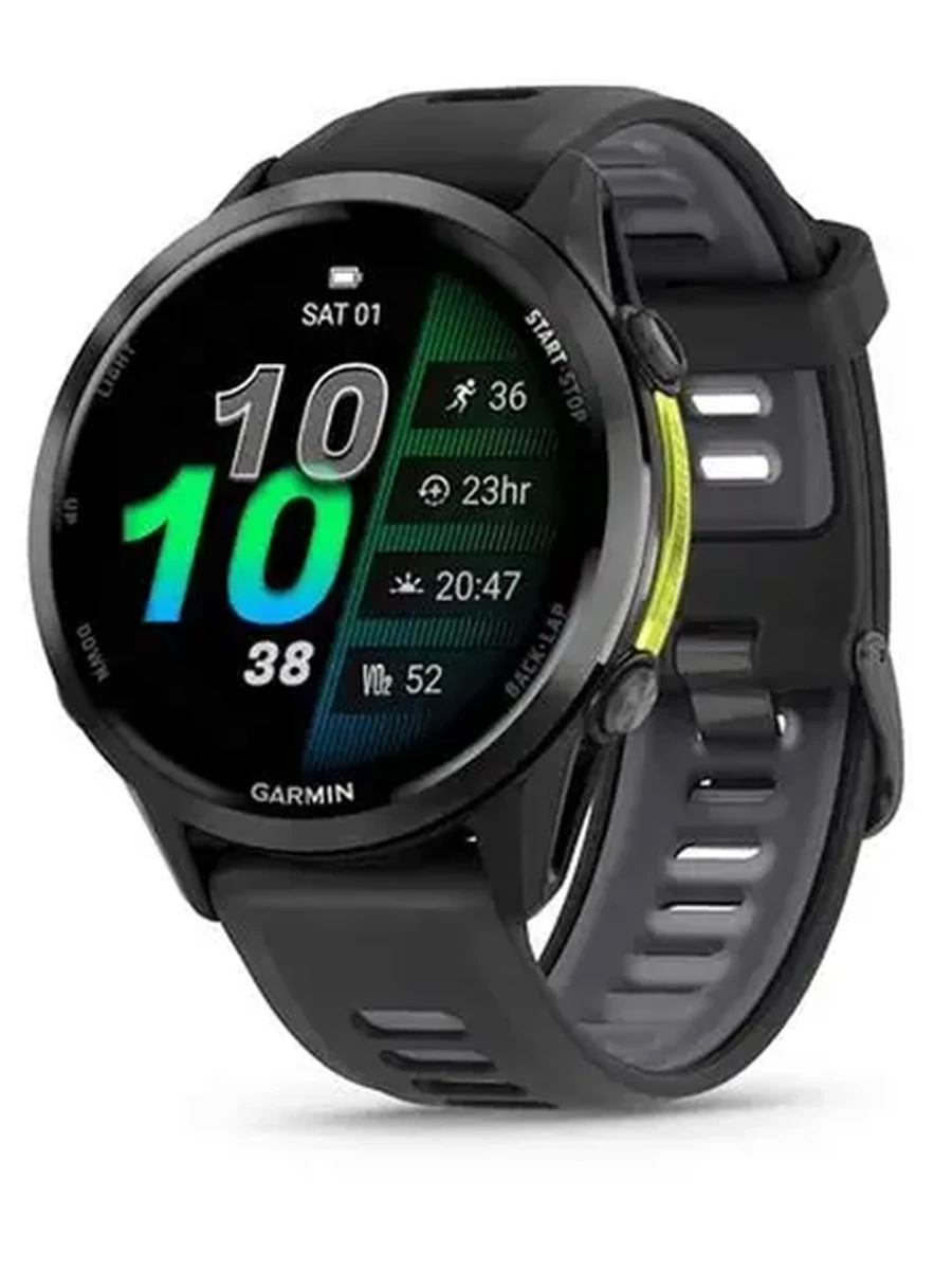 Умные часы Garmin Forerunner 970, Carbon Grey DLC Titanium with Black Case and Black/Translucent Whitestone Band