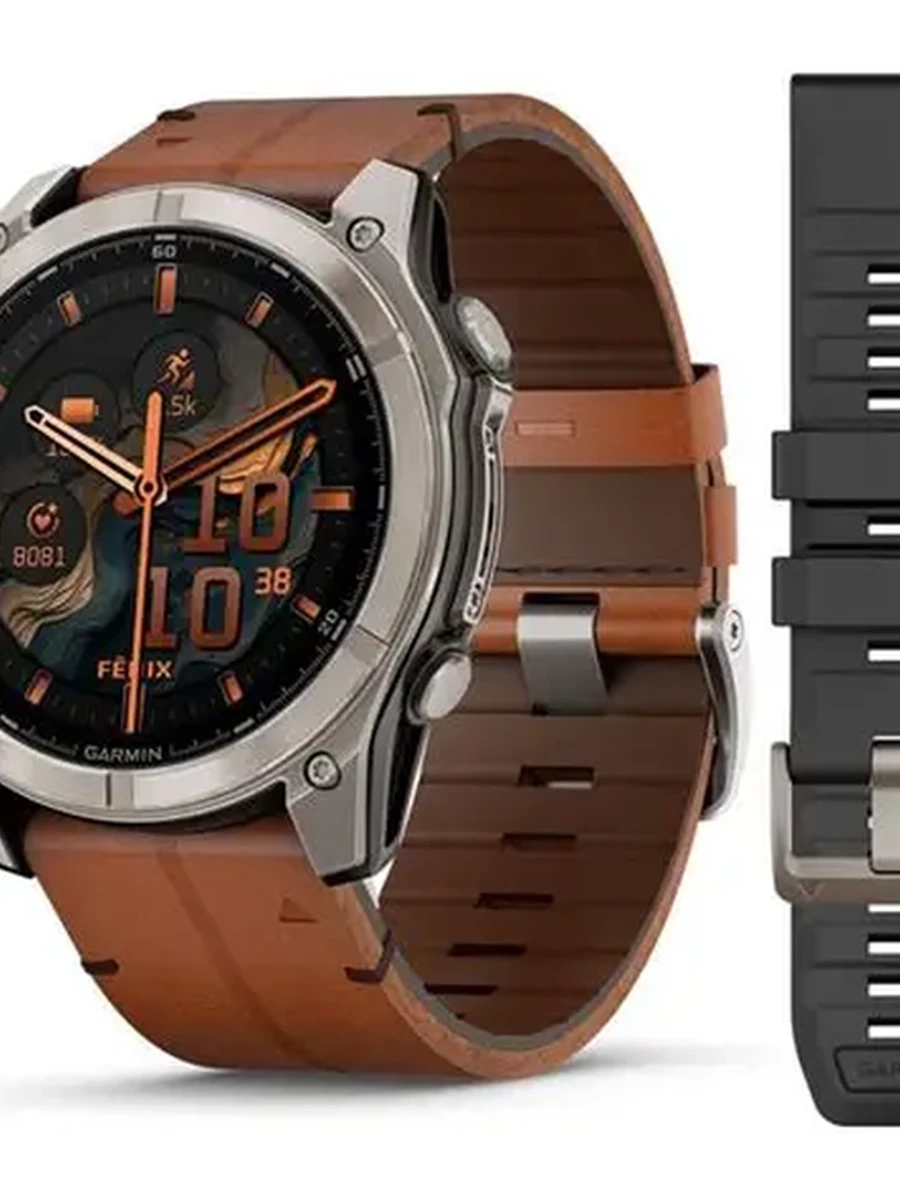 Умные часы Garmin Fenix 8 Pro - 51 mm, AMOLED Sapphire, Titanium with Chestnut Leather band