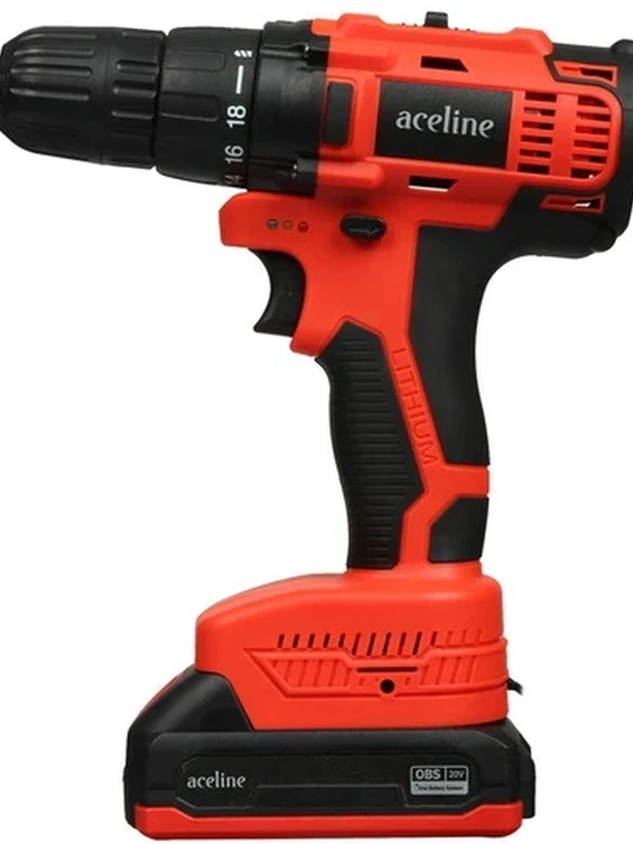 Шуруповерт Aceline OBS ASB215-35 [безударный, щеточный, 1600 об/мин, 45 Н*м, 20 В, 1.5 А*ч, 1хАКБ]