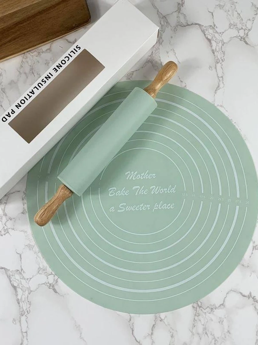 Силиконовый коврик для замешивания теста со скалкой, набор кондитерских ковриков, широкий торт, тесто для выпечки, печенье, кухонные инструменты