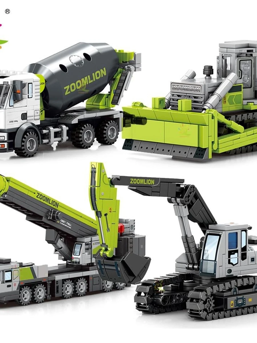 HUIQIBAO городской инженерный кран, вилочный погрузчик, модель строительного блока, набор для мальчиков,