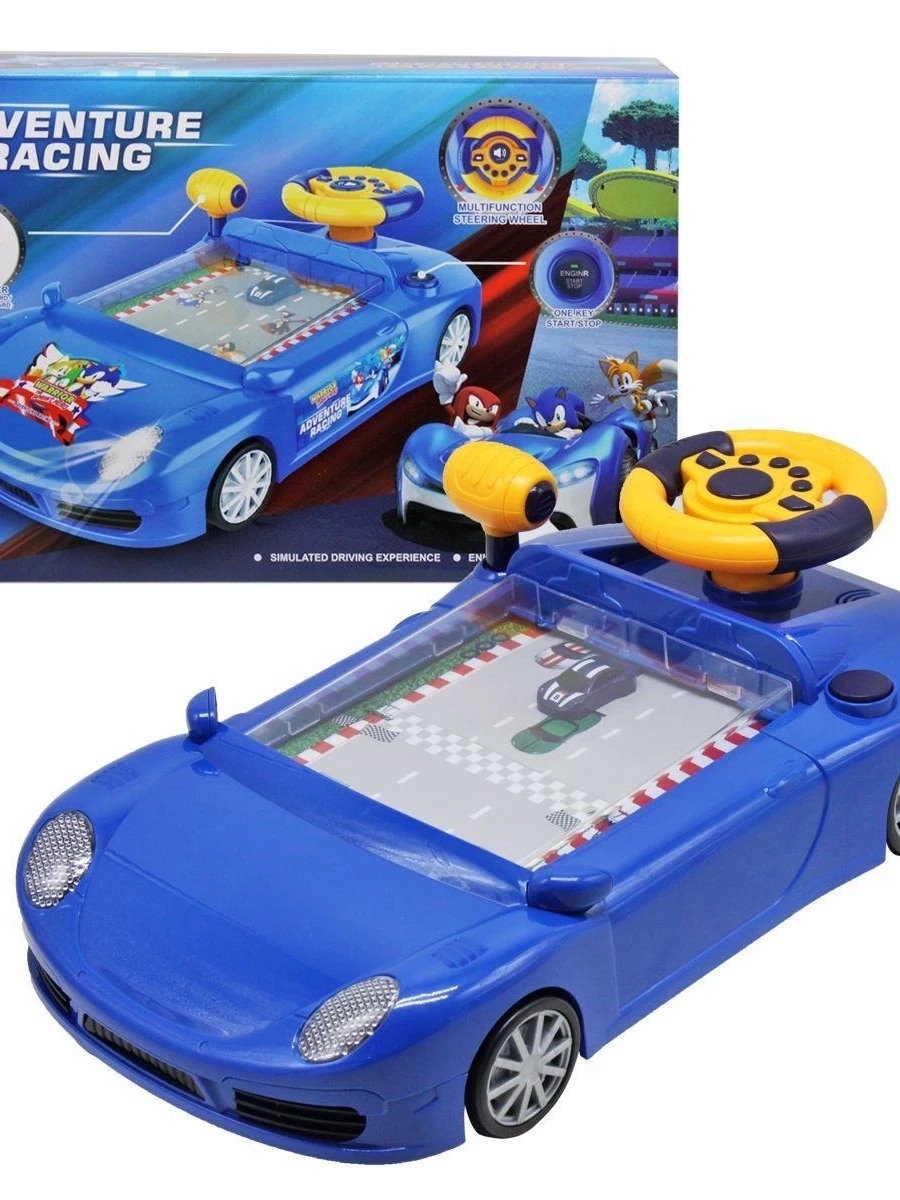 Машинка тренажер с подвижным рулем Симулятор автогонки со звуком и подсветкой