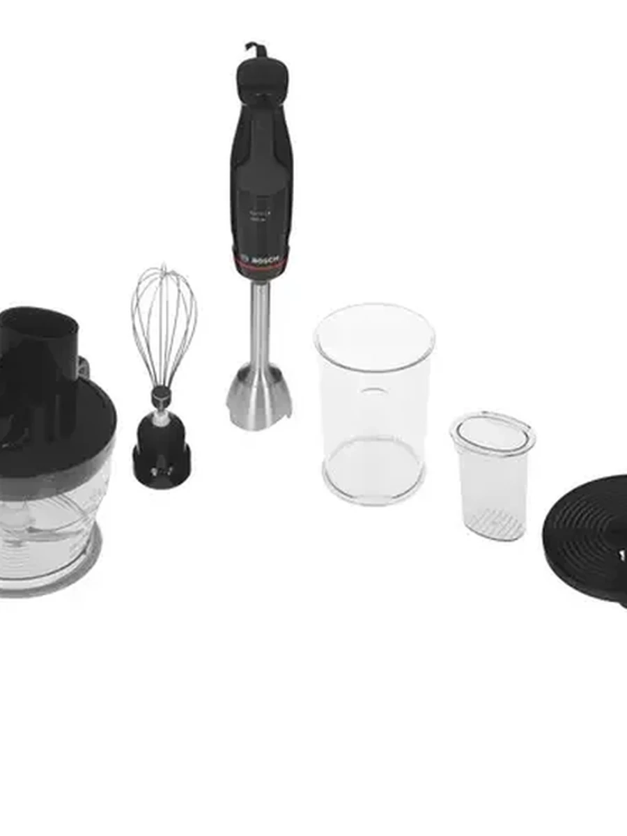 Блендер погружной Bosch MSM4B670 черный [1000 Вт, скоростей - 12 шт, турборежим, 1 измельчитель, стакан, венчик]