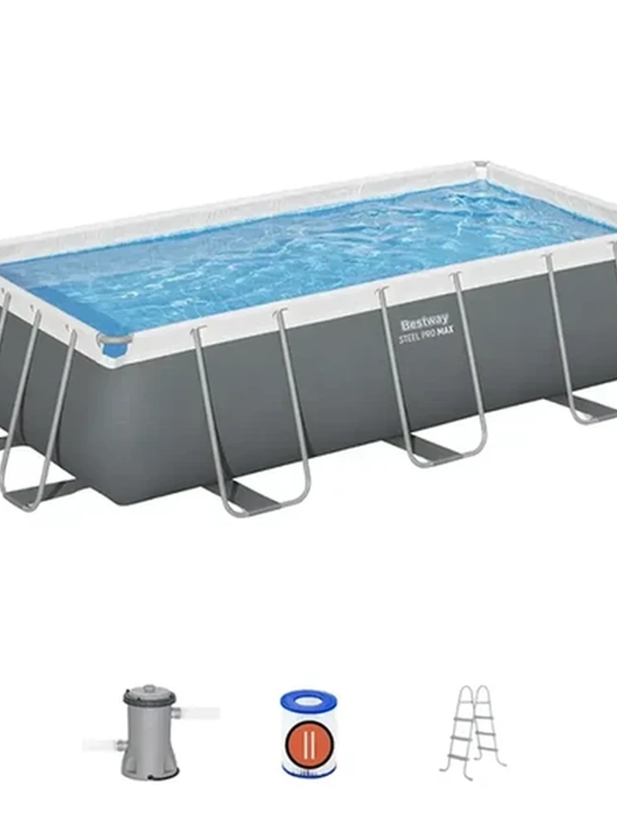 Каркасный бассейн Bestway Power Steel 4.04м x 2.01м x 1.00м прямоугольный бассейн комплект 56441