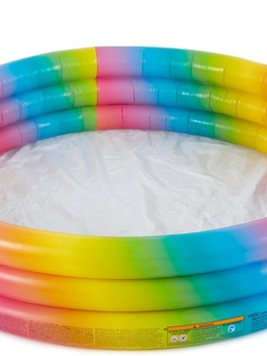 Intex 58449EP Rainbow Ombre 3-кольцевой надувной бассейн для детей от 2 лет и старше с заплаткой для ремонта