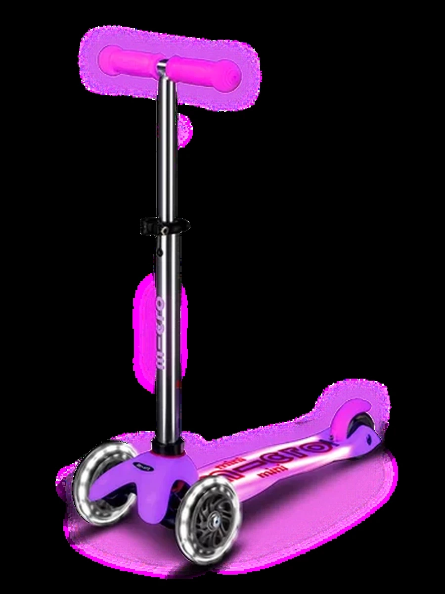 Micro Самокат Mini Deluxe Glow Plus LED Frosty Pink, от 2 лет, светящийся в темноте