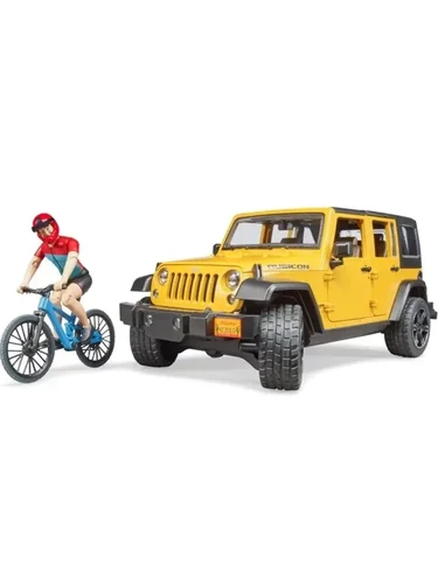 BRUDER Внедорожник Wrangler Rubicon Unlimited c велосипедистом и фигуркой