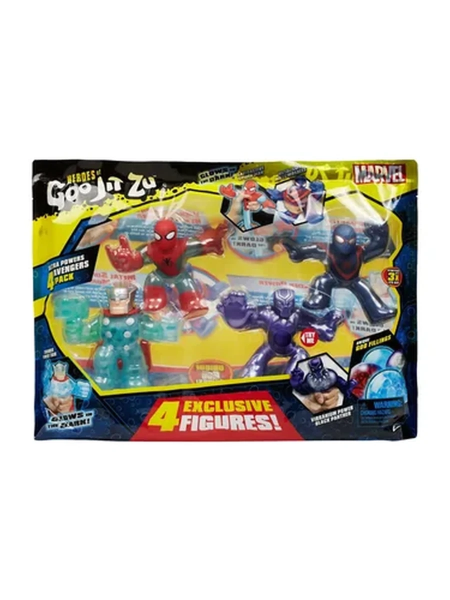 Игровой набор GooJitZu 4 тянущиеся фигурки Марвел 2.0