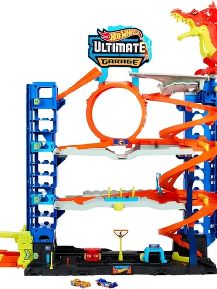 Автотрек Mattel Hot Wheels City Гараж многоуровневый HKX48, разноцветный