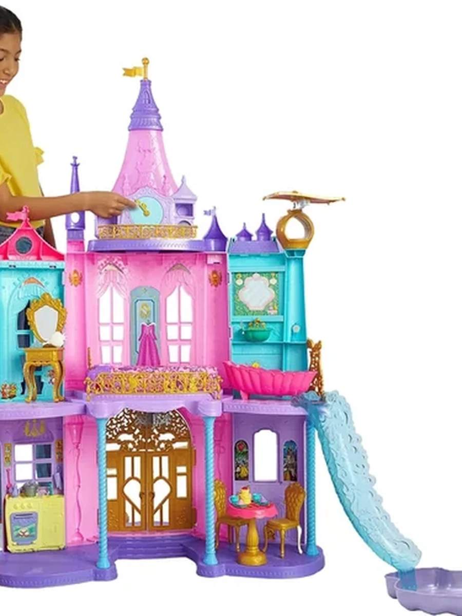 Mattel Disney Princess - Волшебный замок принцесс Дисней с подсветкой, звуковыми эффектами и более чем 25 аксессуарами, высота 1,2 м