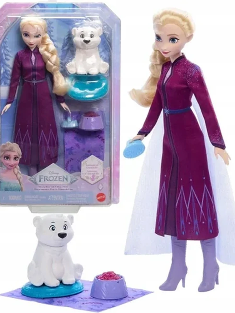 Кукла Mattel Disney Princess - Кукла Принцесса Эльза Frozen с медведем и аксессуарами