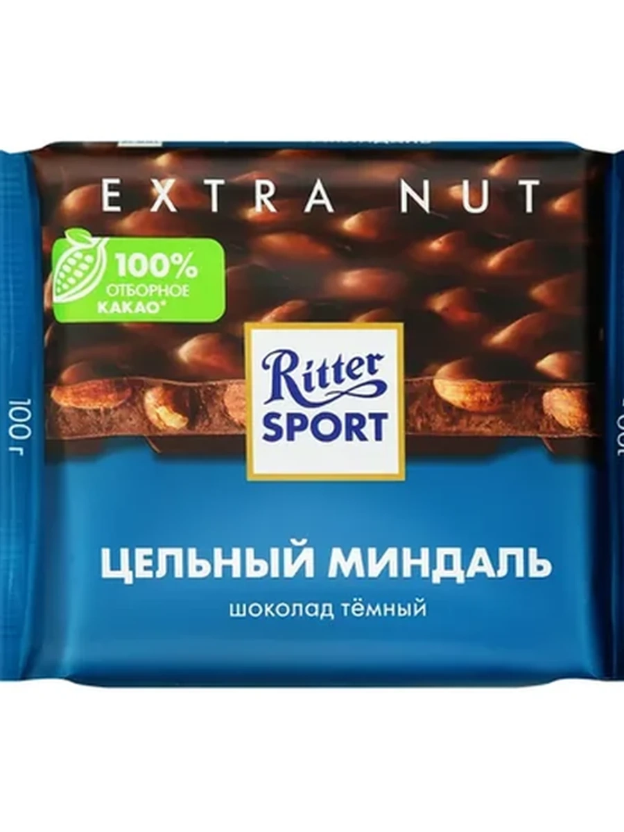 ШОКОЛАД ТЕМНЫЙ RITTER SPORT МИНДАЛЬ 100ГР