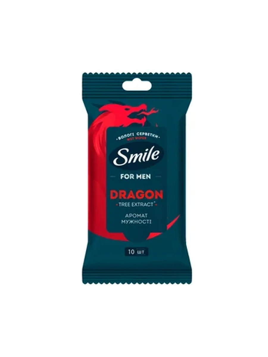 САЛФЕТКИ ВЛАЖНЫЕ SMILE MEN С ЭКСТРАКТОМ ДЕРЕВА ДРАКОНА Д/МУЖЧИН 10ШТ