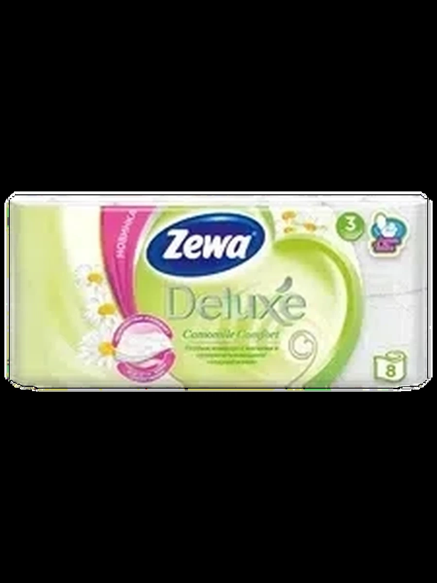 БУМАГА ТУАЛЕТНАЯ ZEWA DELUXE CAMOMILE COMFORT 3СЛ 8РУЛ