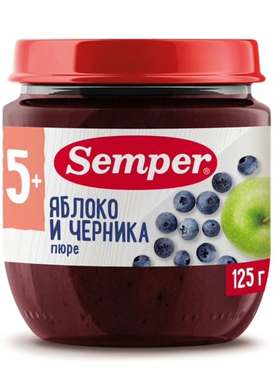 Semper пюре "Яблоко и черника" (125грх12)