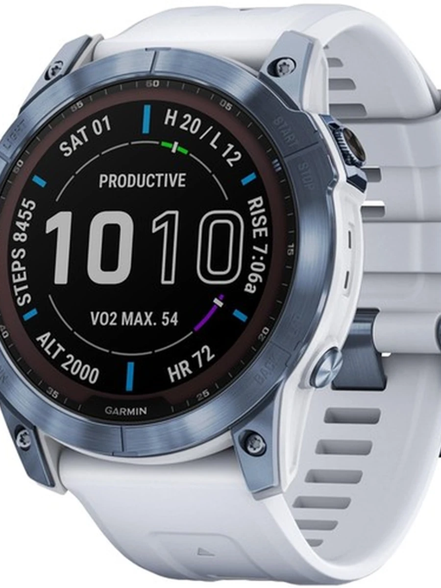 Garmin Fenix 7 - Sapphire Solar Mineral Blue DLC Titanium / Whitestone Band