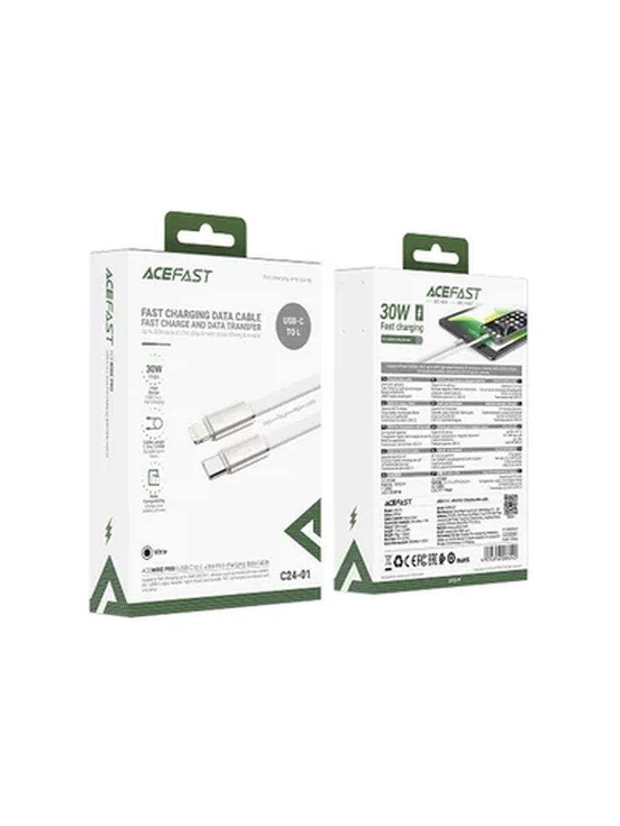 USB Кабель ACEFAST C24-01 USB-C to L ultra-thin charging data cable,white
