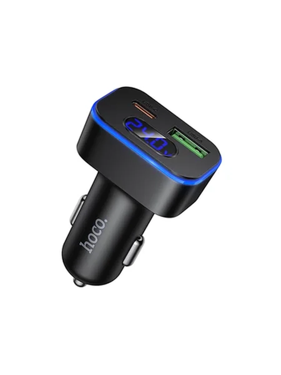 Авто Адаптер HOCO Z63B Barry 48W dual port PD30W+QC3.0 digital display car charger (black)