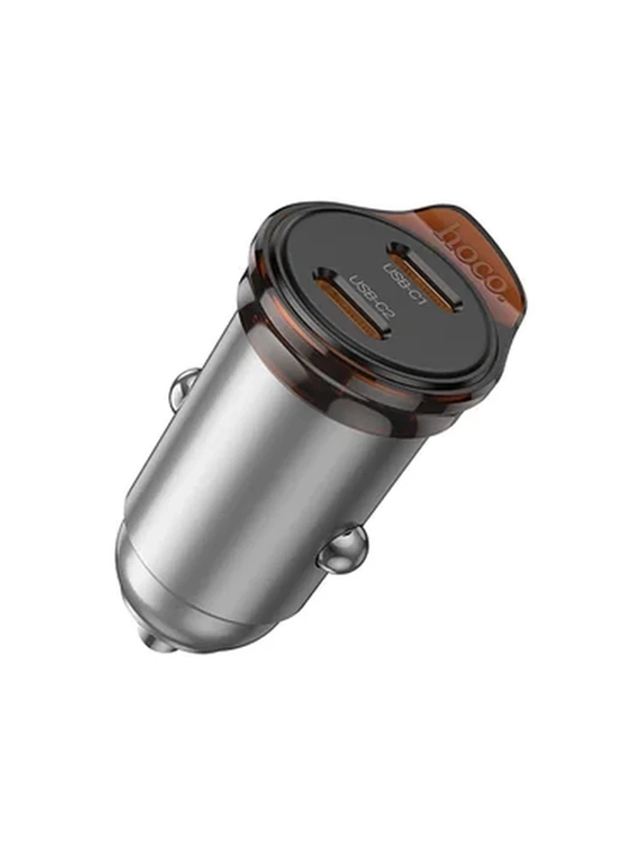 Авто Адаптер HOCO NZ16B Rigorous PD45W(2C) car charger (metal grey)