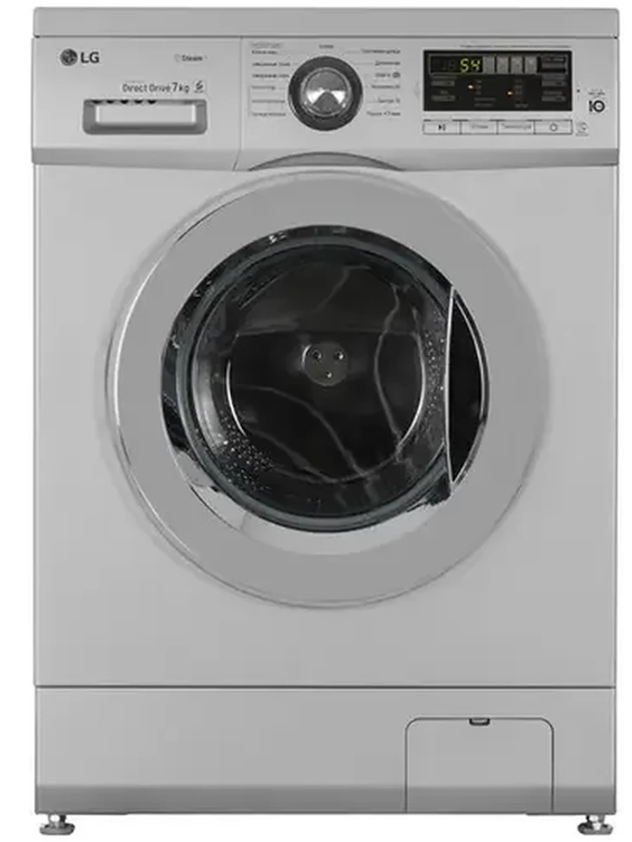 Стиральная машина LG F1296HDS4  [фронтальная, 7 кг, 1200 об/мин, пар, 60 см x 85 см x 44 см] серебристый, дисплей