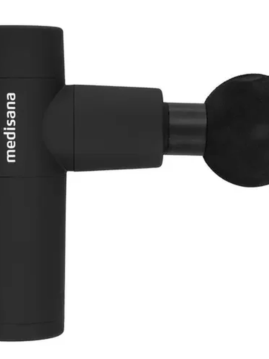 Массажный пистолет Medisana MG 150 черный [для тела, вибромассаж, перкуссионный, режимов-5, насадок-6 шт, питание аккумулятор, от сети]