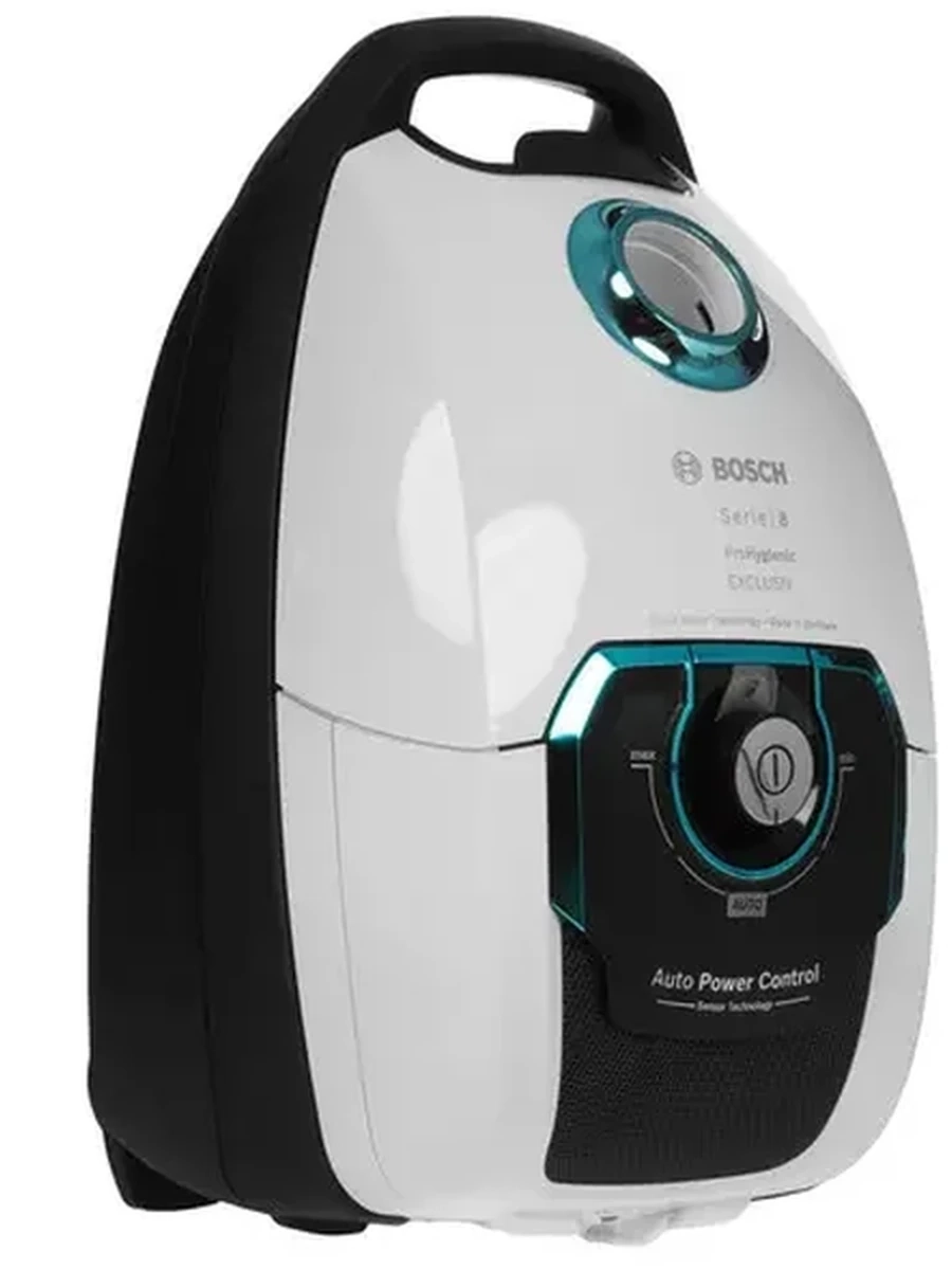 Пылесос  Bosch BGL8HYG1 [2200 Вт, всасывания-400 Вт, сухая, мешок, 4 л, труба телескопическая, рег. мощности на рукоятке, HEPA, белый]