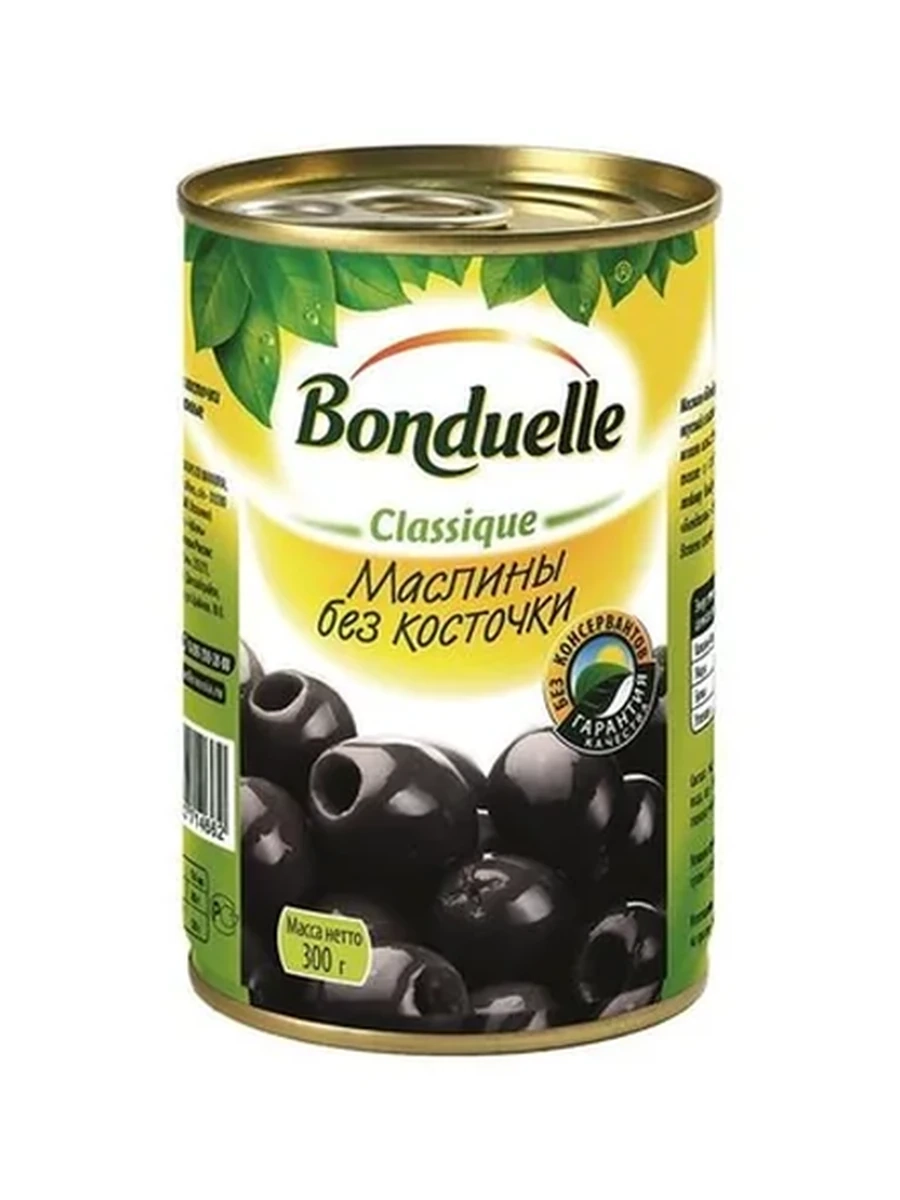 МАСЛИНЫ BONDUELLE ЧЕРНЫЕ БЕЗ КОСТ Ж/Б 314МЛ
