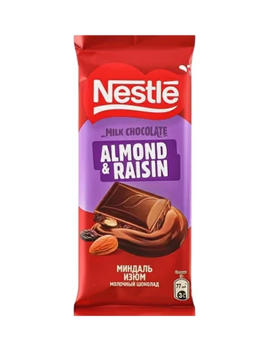 ШОКОЛАД NESTLE МИНДАЛЬ ИЗЮМ 75ГР