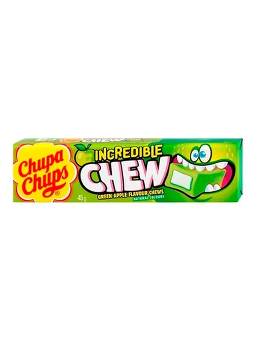 КОНФЕТА ЖЕВАТЕЛЬНАЯ CHUPA CHUPS INCREDIBLE CHEW ЯБЛОКО 47ГР