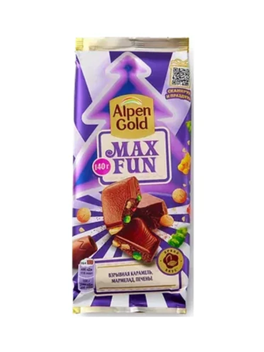 ШОКОЛАД ALPEN GOLD MAXFUN БИСКВИТ 130ГР