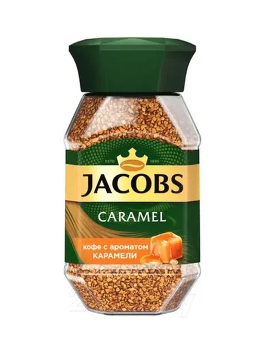 КОФЕ НАТУРАЛЬНЫЙ РАСТВОРИМЫЙ СУБЛИМИРОВАННЫЙ JACOBS CARAMEL С АРОМАТОМ КАРАМЕЛИ 95ГР